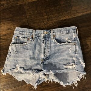 Agolde Light Blue Distressed Jean Shorts